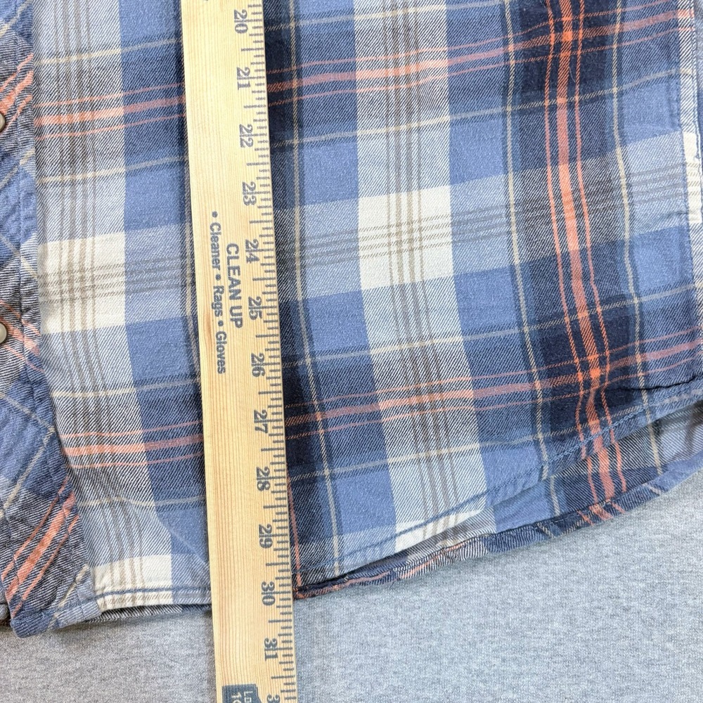 Roebuck & Co Flannel Shirt Mens XXL Blue Plaid Western Pearl Snap Cotton Rodeo - Picture 4 of 7